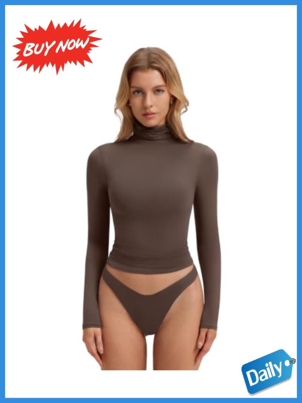Mock Turtleneck Long Sleeve Fitted Basic Top